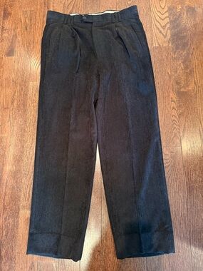St Croix Men's Black Corduroy Pleated Trousers 35 30
